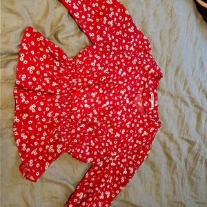 Floral Red Blouse